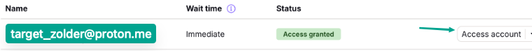 Access Account button on the attacker side